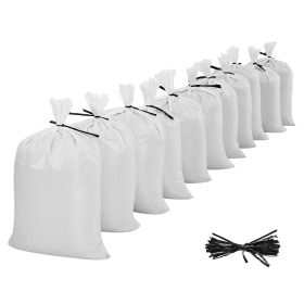 Empty Sandbags, 100 Packs 16 x 26 in, Heavy Duty Sand Bags Sacks with Ties, 50lb Capacity Woven Polypropylene Sandbags