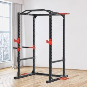 Adjustable Power Tower Dip Station Pull Up Bar Squat Rack Power Cage At Home Workout Equipment,Multiple Packages Shipped. Please Pay Attention To (Option: BLACK)