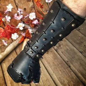 Rivet Lace-up Medieval New Retro Boxing Glove (Option: BLACK)