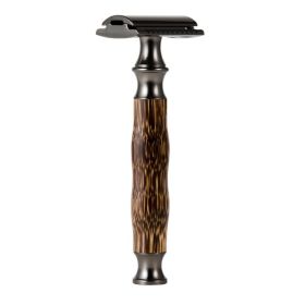 Bamboo Razor Silver Gun Color Shaver Safety Retro Manual Beard Shaving (Option: BLACK)