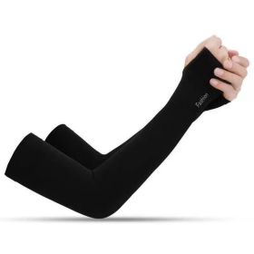 Unisex Cooling Ice Silk Sun Sleeves - UV Protection Thin Arm Guards For Outdoor Cycling, Breathable & Quick-Dry, One Size Fits Most, Elegant Gift (Option: BLACK)