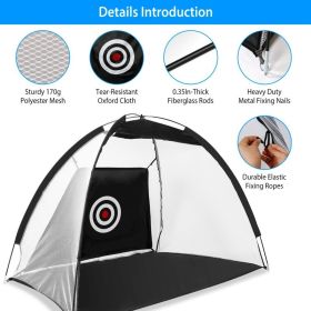 Golf Net Golf Training Aids Practice Nets Driving Hitting Nets With Target Cloth Carry Bag For Indoor Outdoor Sports (Option: BLACK)