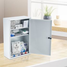 3-Shelf First Aid Cabinet Wall Mounted Medicine Cabinet Emergency Metal Med Box (Option: WHITE)